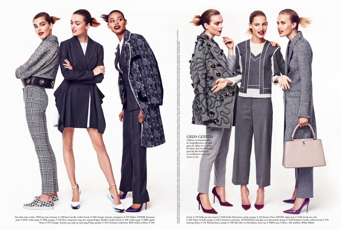 Annemara, Kiara, Kim, Renee, Romy, Sophie and Tess  for Dutch Harper’s Bazaar November 2014 photogra 